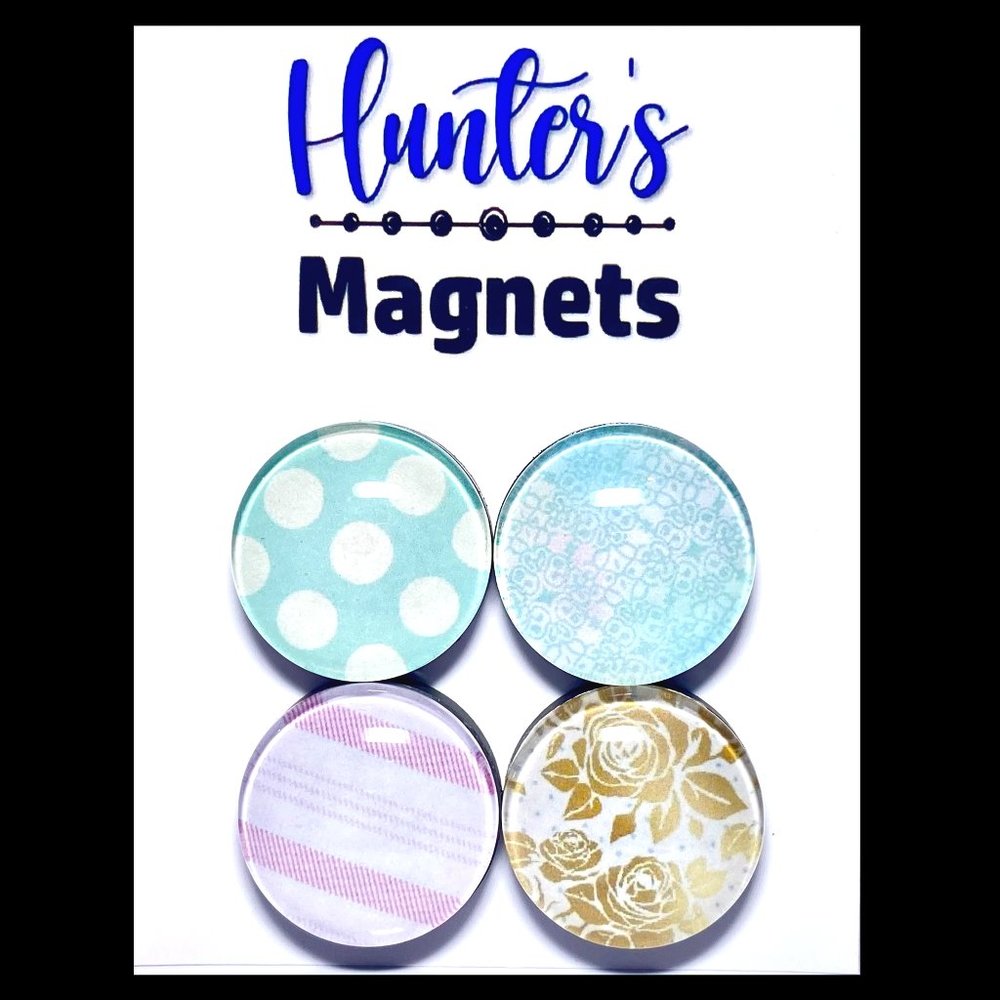 Set of 4 Magnets - Shabby Chic 1 Glass Refrigerator Kitchen Whiteboard 07045